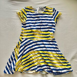 Dusen Dusen blue and yellow mini skater dress, S-M